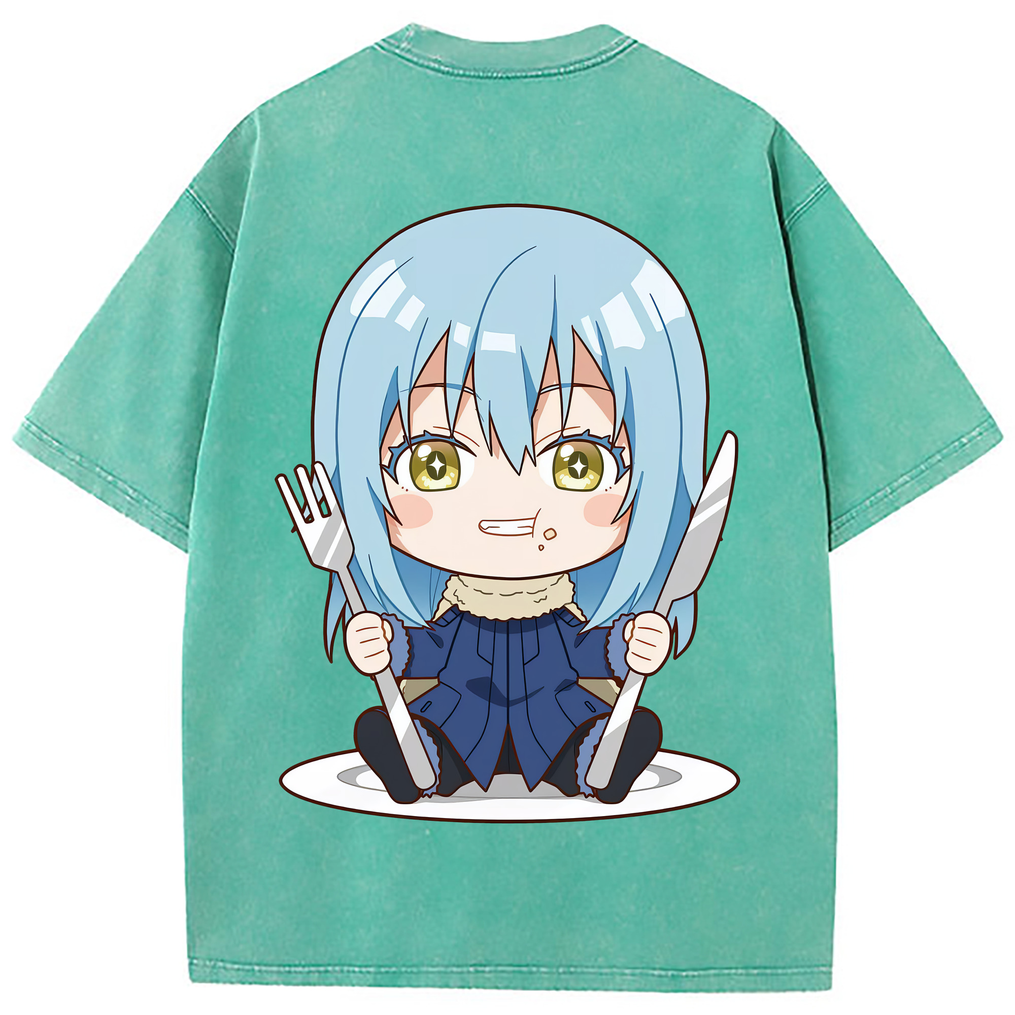 （画像用） 転スラ Regarding Reincarnated to Slime 綿100% ヴィンテージ風 半袖Tシャツ（背面プリント）